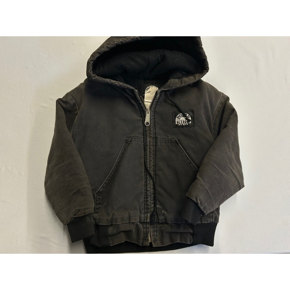 Vintage Polar King by Key Kids Blk Insulated Canvas Hooded Jacket Size 4-6 Small
